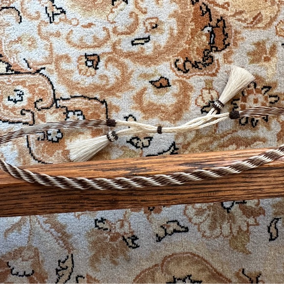 Braided Beige and Brown Hat Band with Tassels - Picture 1 of 2